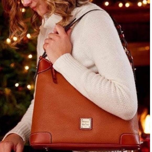 Dooney and Bourke Harrison hobo shoulder bag Brown leather crescent - Picture 3 of 10